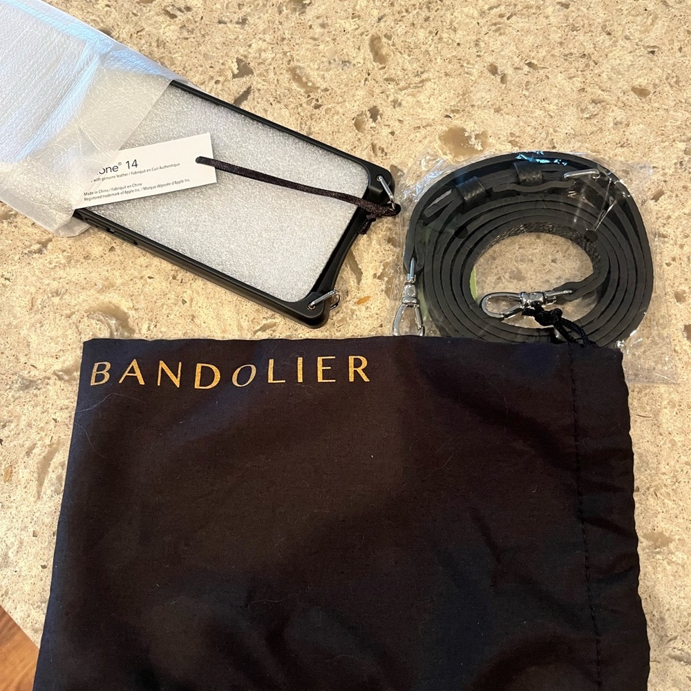 Black “Emma” Bandolier for iPhone 14. New in Box.